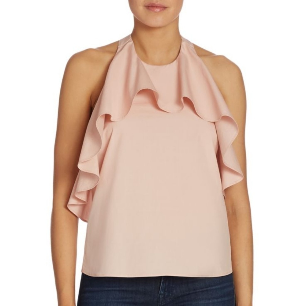 Alice & Olivia Blush Ruffle Halter Top